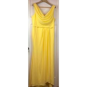 Stacees Sheath Dress Women's SIZE 16 Yellow Solid Draped Neck Maxi Sleeveless